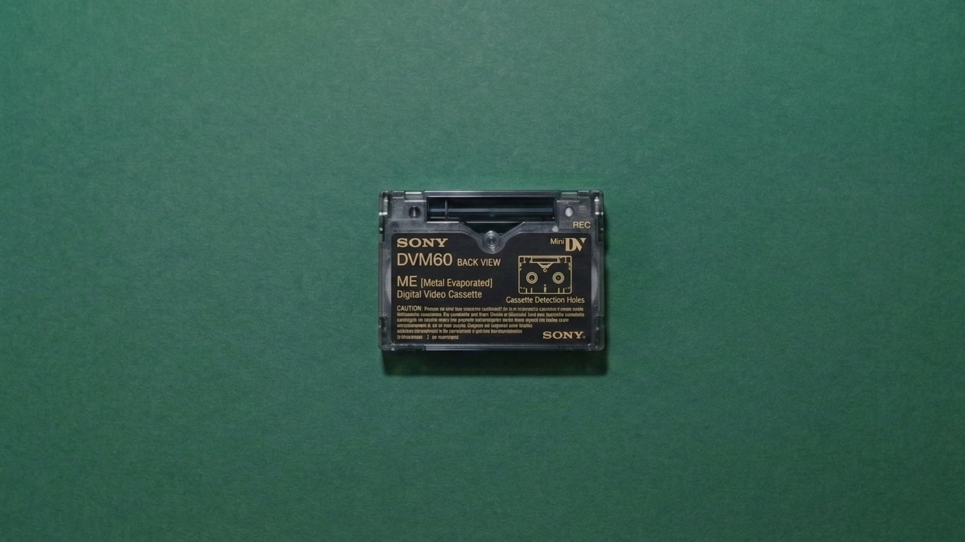 Mini-DV cassette back view showing tape mechanism