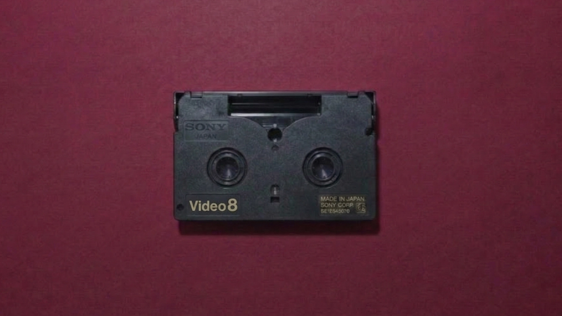Video8 cassette back view showing tape mechanism